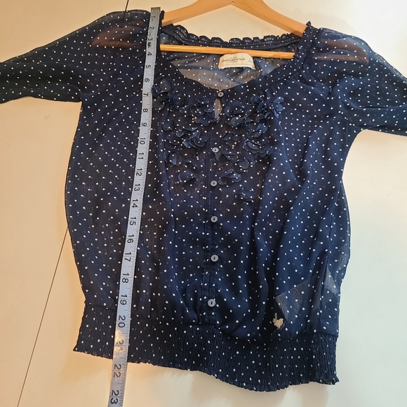 Abercrombie & Fitch Sheer Ruffled Polka Dot Blouse - Picture 4 of 8